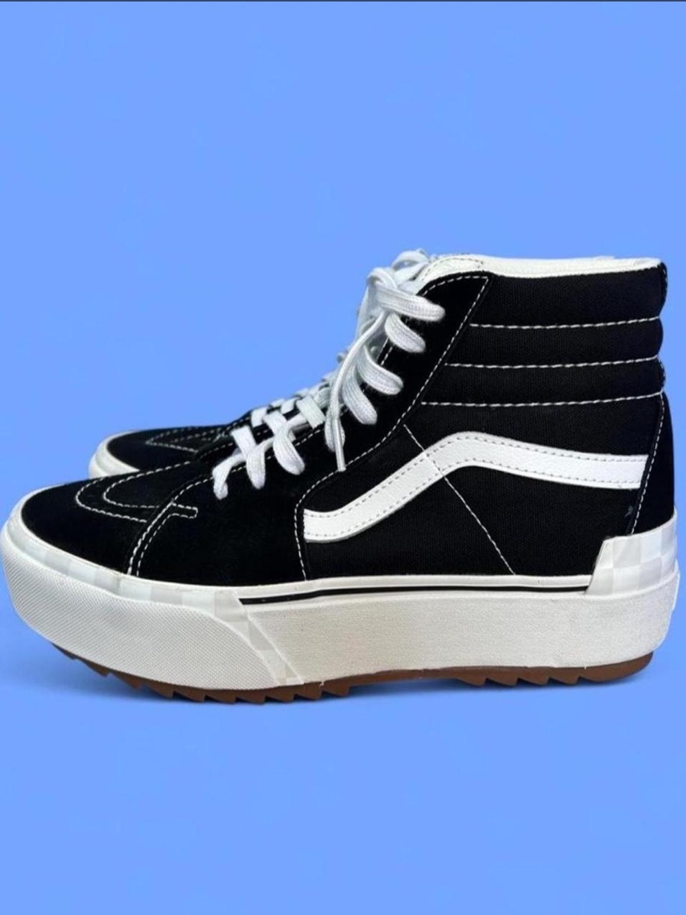 Vans Black and White Sk8-Hi Stacked platform size M 8/W9.5